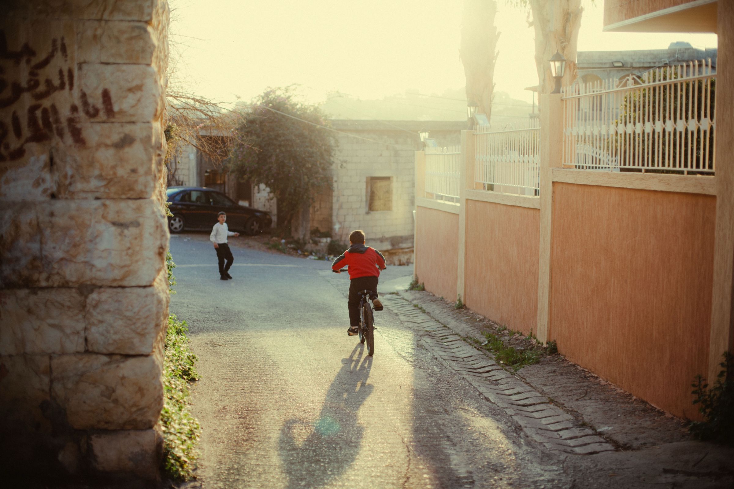 Kids playing in one of Joun's streets, 2025.